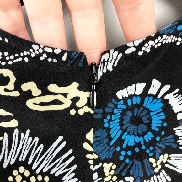 A.L.C. Roxy Celestial Printed Silk Long Sleeve V Neck Mini Dress Black Cocktail - Picture 4 of 10